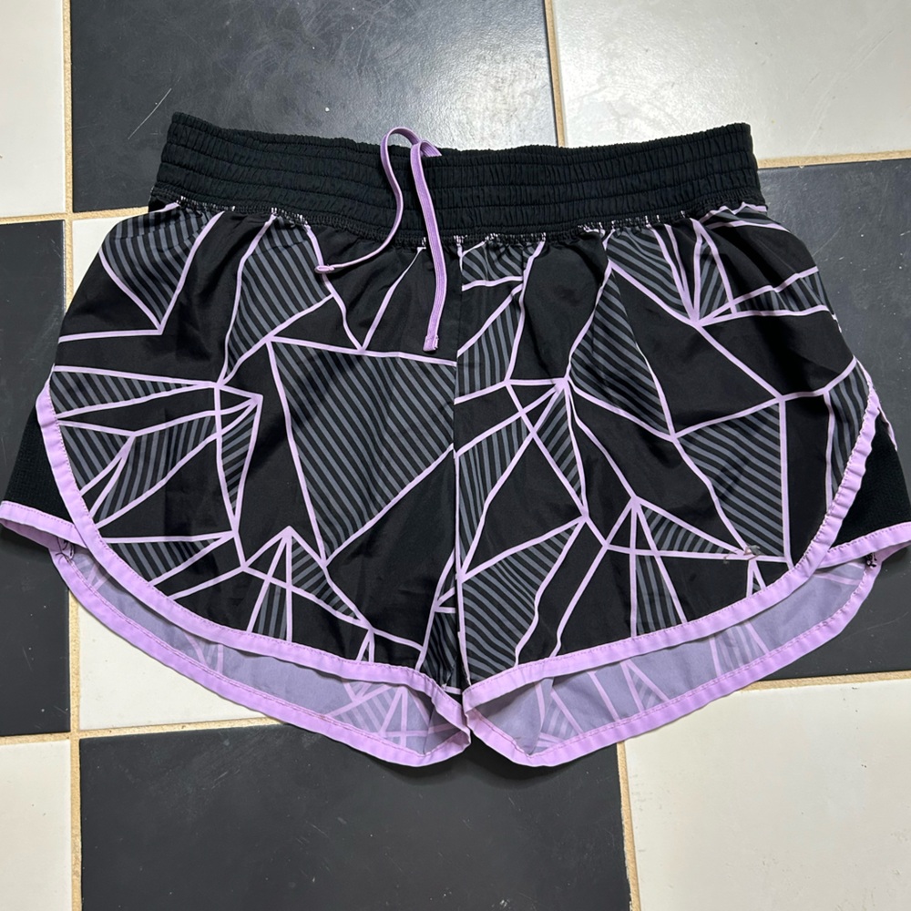 Champion Athletic Shorts Black and Purple Geometric Design